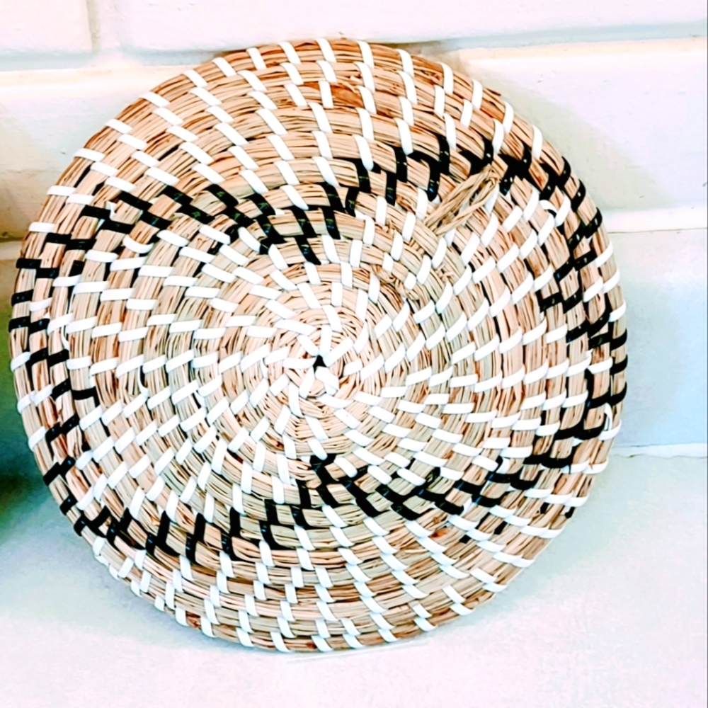 BOHEMIAN BASKET DECOR SET OF 2 DECORATIVE WOVEN HANDMADE BASKETS - Picture 4 of 6